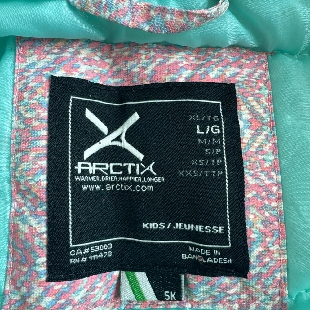 Arctix Winter Coat. Girls size large. Teal with pink details.